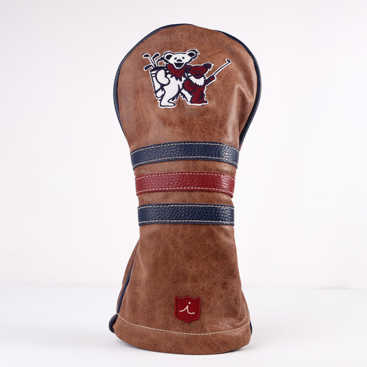 Driver Headcover: Tobacco Brown + Navy + Crimson