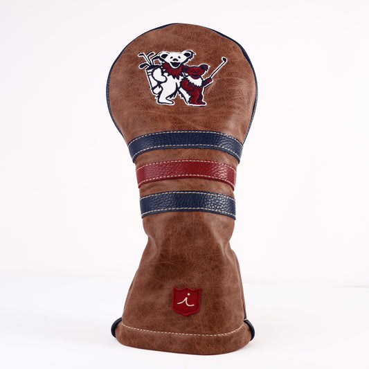 Driver Headcover: Tobacco Brown + Navy + Crimson