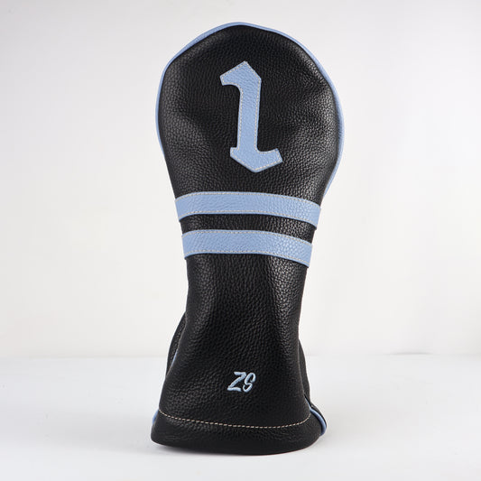 Driver Headcover: Pitch Black + Carolina Blue