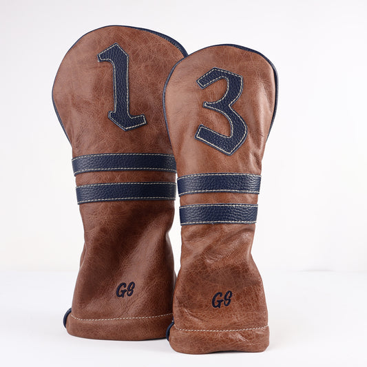 Headcover Set: Tobacco Brown + Navy