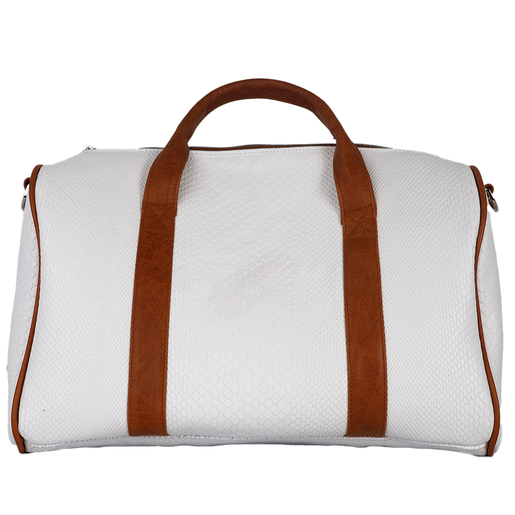 Milano Duffel Bag: White Boa + Carmel