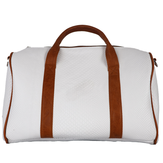 Milano Duffel Bag: White Boa + Carmel