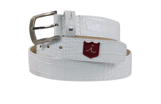 Modern Buckle Belt: Pure White Croc