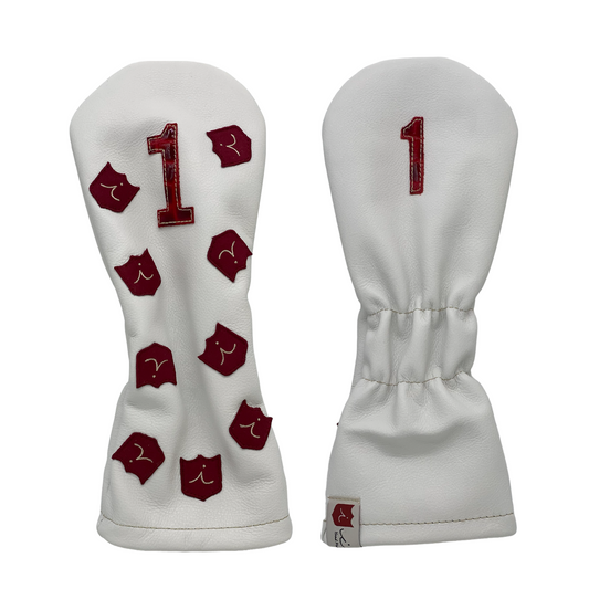 Dancing Crest Headcover: Pure White + Red Croc
