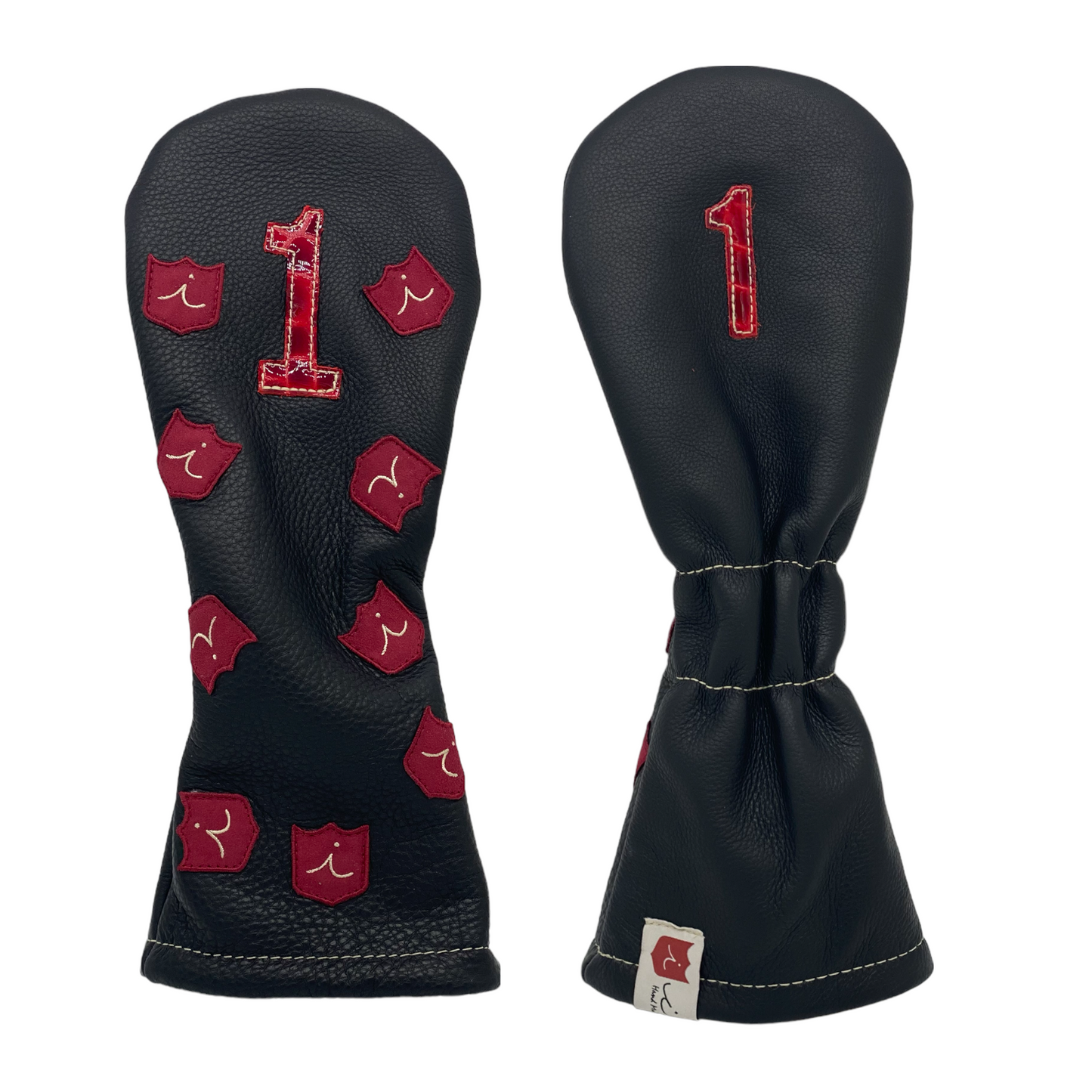 Dancing Crest Headcover: Pitch Black + Red Patent Croc